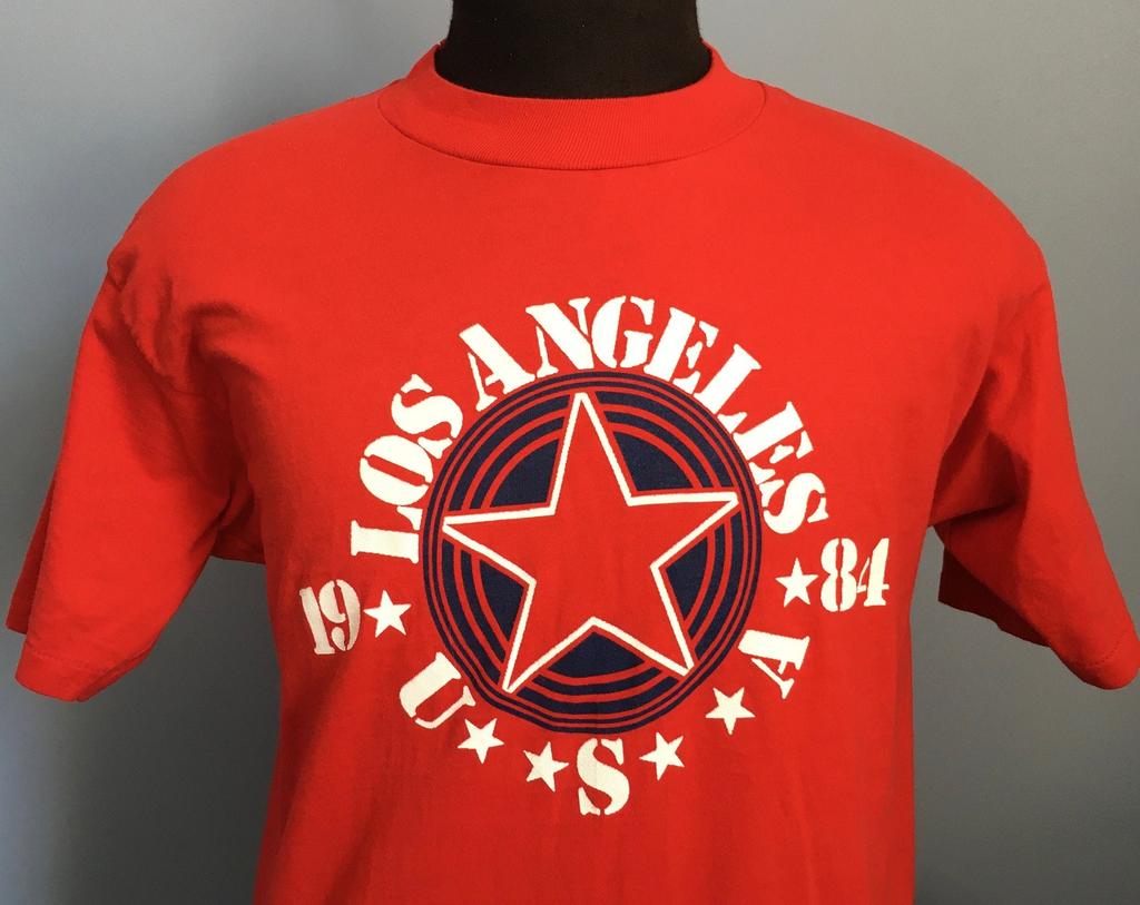Vintage 80s Los Angeles Olympics 1984 USA T-Shirt - LARGE