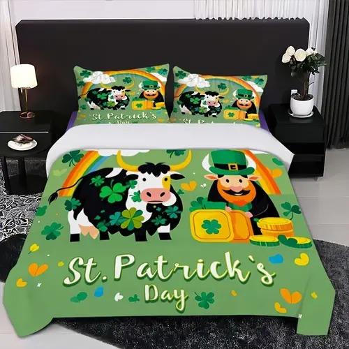 Comforter Four Leaf Clover Four Leaf Clover Background Theme Suitable For Children Kids And Adults Soft And Warm