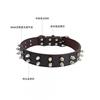 Spiked Rivet Genuine Leather Dog Collar Anti-bite Adjustable Small Medium Large Dogs