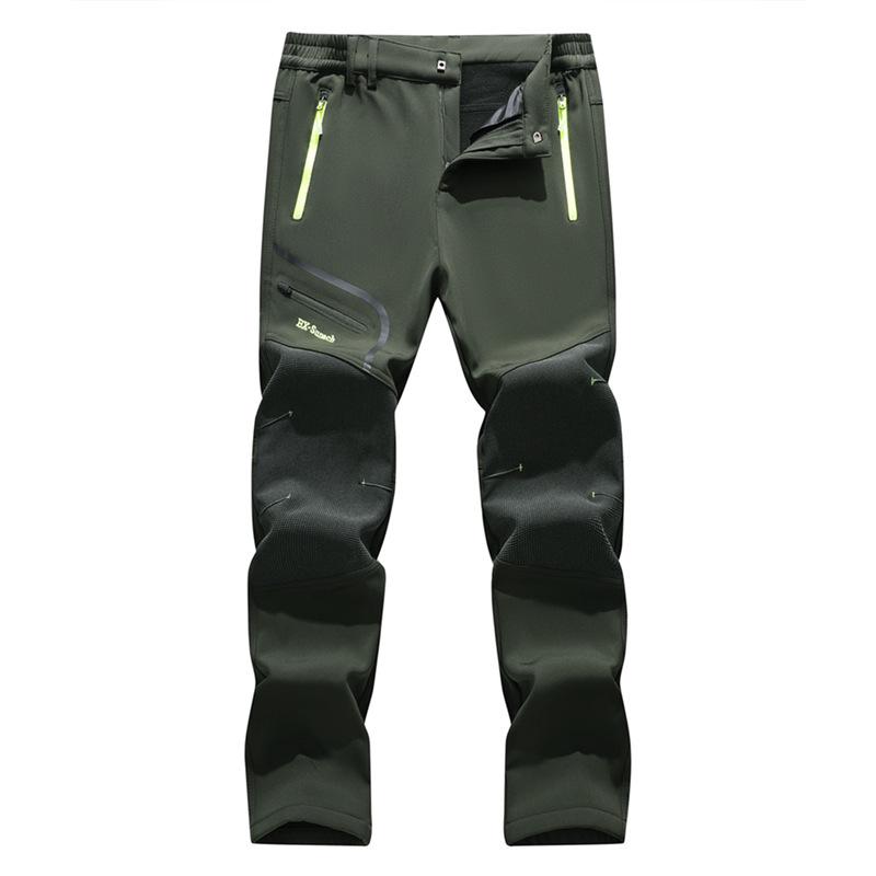 Men's Plus Velvet Winter Ski Pants - Windproof, Waterproof, Wear-Resistant, Warm for Hiking, Fishing, and Mountaineering.