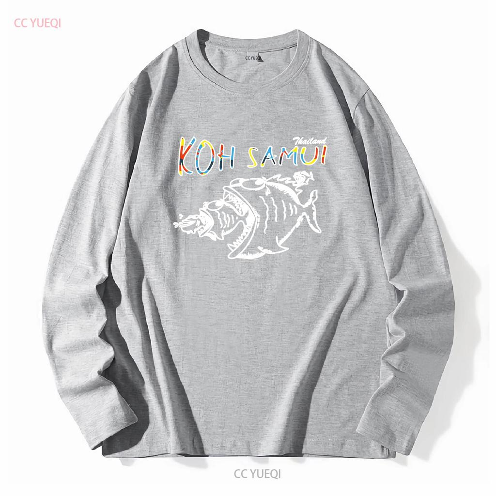Vintage Thailand T Shirt Koh Samui Island Life Fish Bubble Print Medium Tourist Vintage Washed Fashion Breathable Stylish