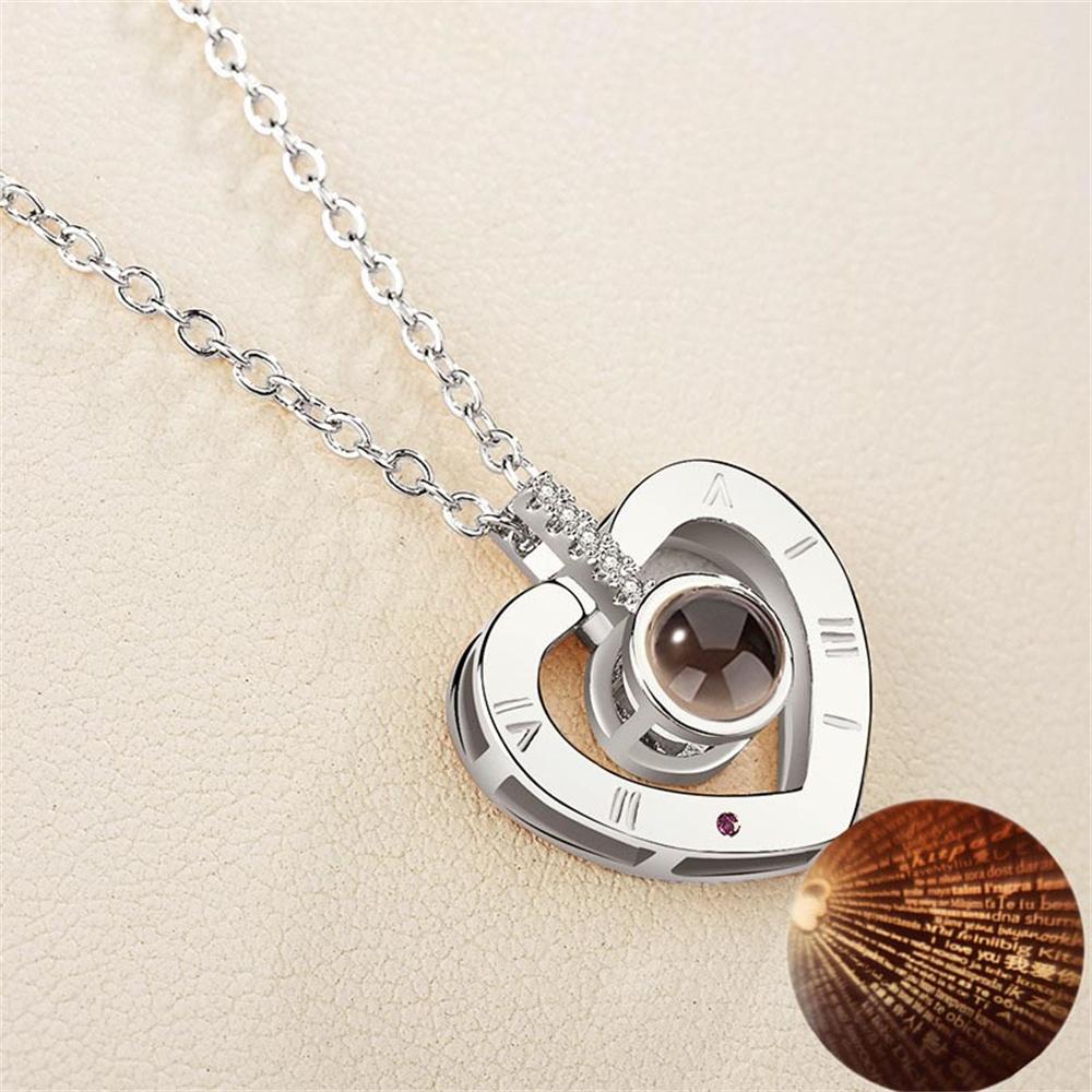 SUMENG New 100 Languages I Love You Projection Pendant Necklace Romantic Memory Wedding Jewelry Gifts 2024