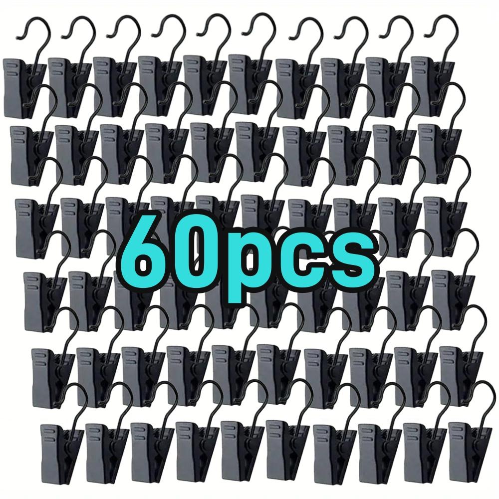 120pcs Decorative Metal Hanger Hooks Durable Black Curtain Clip Set Adjustable String Light Clips for House Party Decor Access