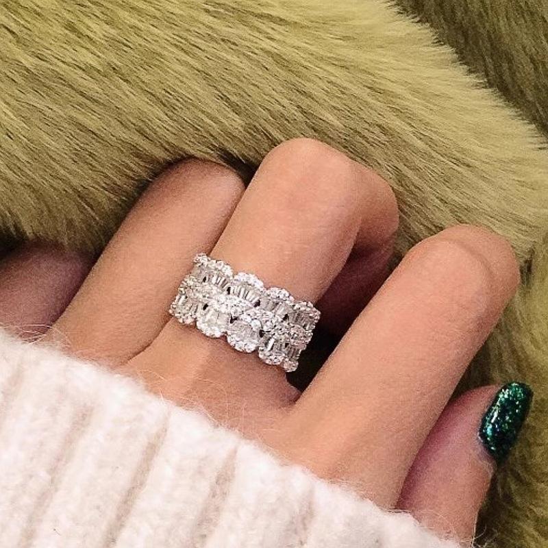 Metal Water Drop Arrangement Combination Ring, Light Luxury Exquisite Geometric Jewelry Ring