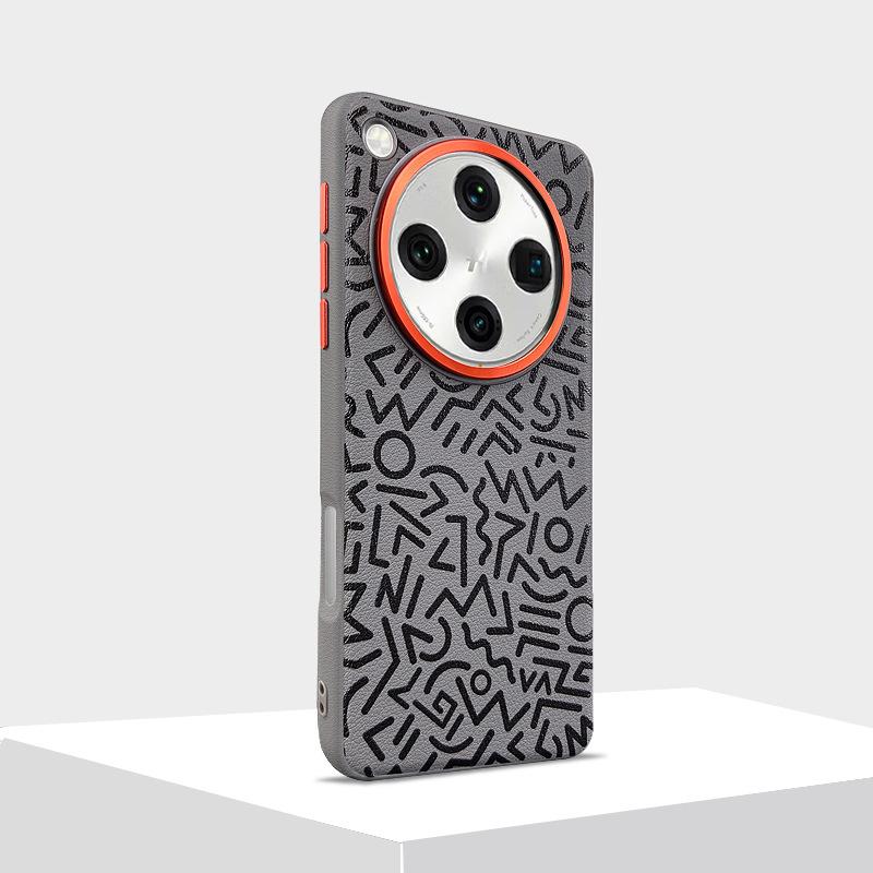 

For Oppo Find X8 Ultra Phone Case Magnetic Suction X8s+ Plus X8 Pro Geometric Graffiti Painted Leather Metal Len Ring Hard Cover FindX8