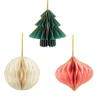 Exquisite Paper Christmas Tree Honeycomb Ball Hanging Mini Christmas Tree Pendant Lantern/Spherical Home
