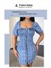 2026 Fashionable Denim Mini Skirt Dress with Square Neck & Cinched Waist