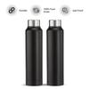 Stainless Steel Water Bottle (Pack of 2) | BIS-Approved | 900ml (Matte Black)