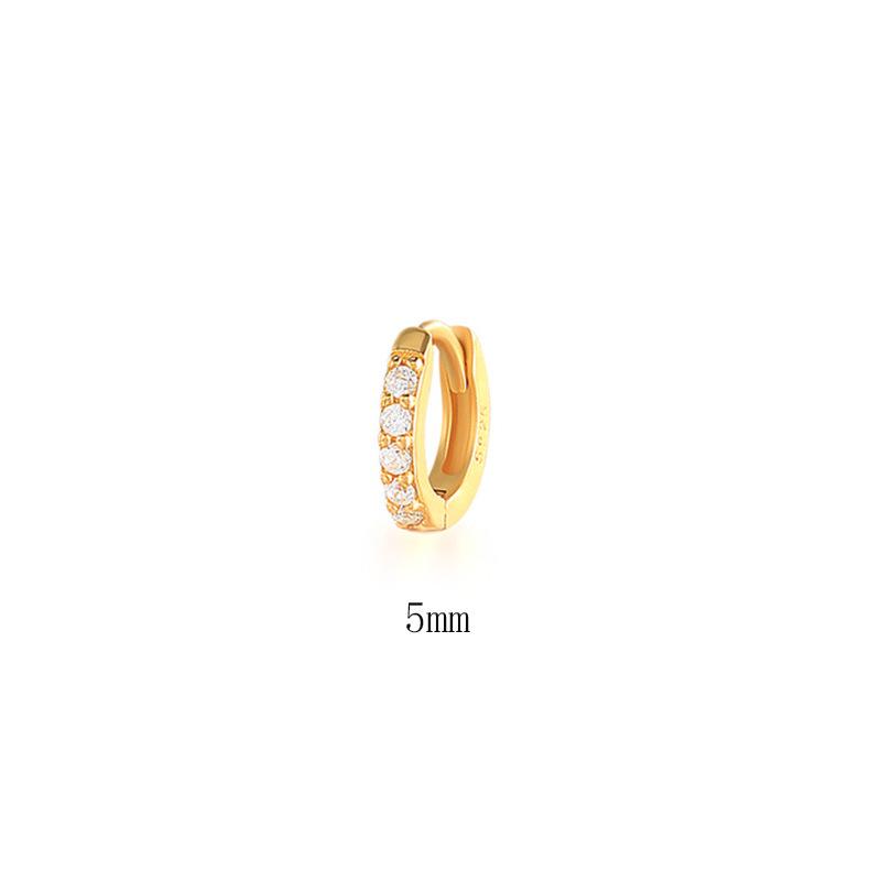 S925 Sterling Silver Diamond Inlaid Round Ear Cuff Earrings - Trendy and Fashionable Design Sterling Silver