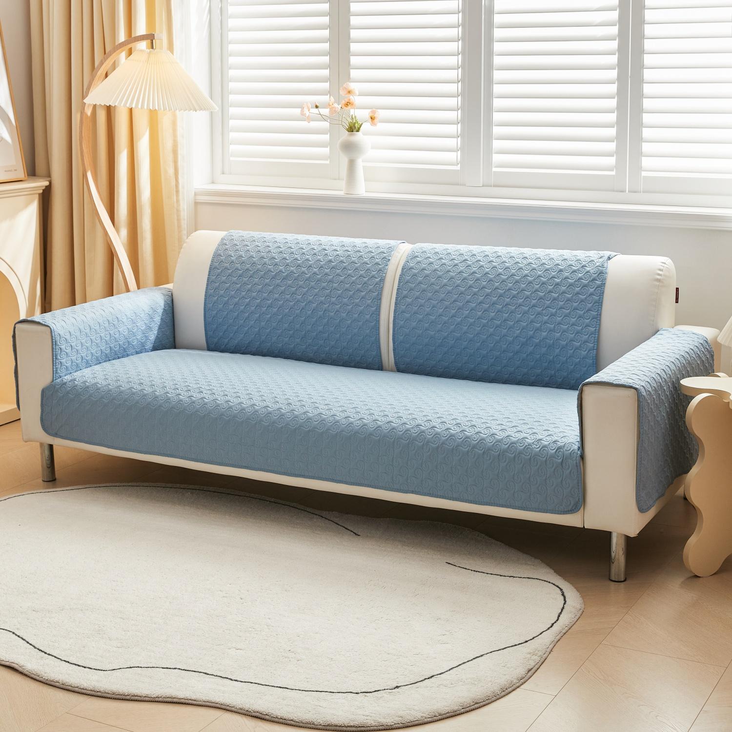 

1 шт. Простой однотонный круглый стеганый противоскользящий чехол для дивана, чехол для дивана, защитная мебель для офиса, гостиной, домашнего декора 70*90cm