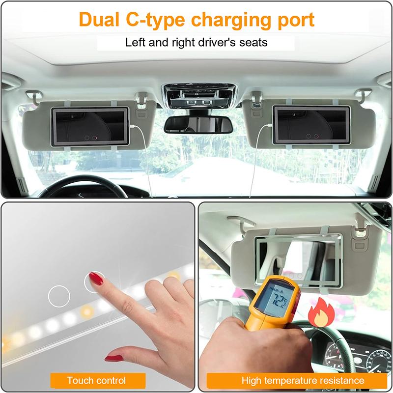 

Обновленная версия Автомобильный солнцезащитный козырек Зеркало для макияжа 3 режима освещения регулируются Ультратонкое Зеркало для макияжа высокой четкости для женщин белый