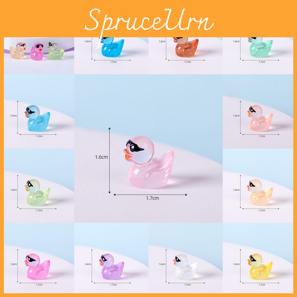 Charming Small Duck With Glow In The Dark Sunglasses Resin Figurine For Desktop Decor