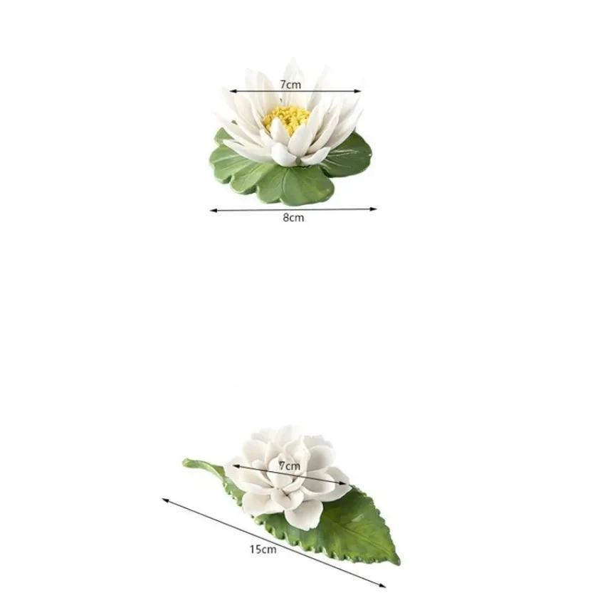 1 Pcs Hand Pinched Ceramic Flower Ornament White Lotus Lily Zen Incense Holder Incense Stick Creative Tea Pets Home Decoration