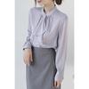 Elegant French Ribbon Blouse - Women's New Autumn Design, Chic Long-Sleeved Top for Gentle Temperament and Commuting Style.
