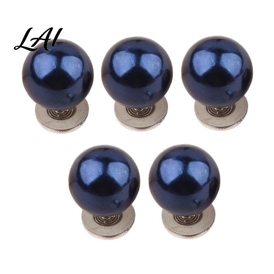 No-sew Shirt Buttons 5Pcs Fake Pearl for Clothing Removable Decorative Brooch Pins No Neckline Fixation Clips Sew Safety Pins Embellishment Elegant