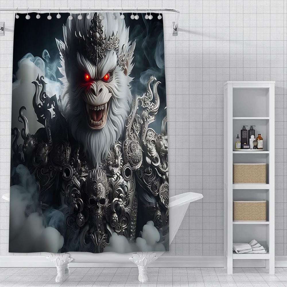 Spiel Black Myth Wukong Duschvorhang Wasserdicht Polyester Stoff Farbe Bad Vorhänge Home Badezimmer Dekor Vorhang Mit Haken