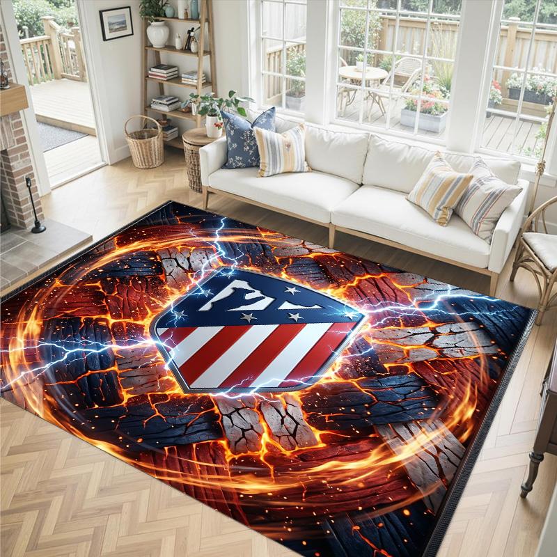 Atletico Madrid Design Crystal Velvet Carpet Cozy Non?Slip Printed Rug For Bedroom Living Room Entrance