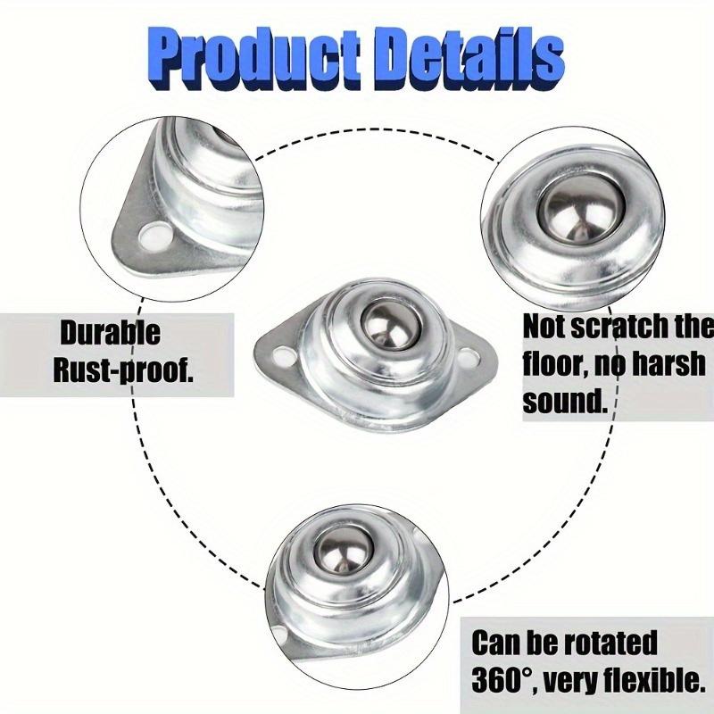 4pcs Ball Bearing, Full Carbon Steel Ball Heavy Load Capacity To Transmit Bearing Roller, Furniture, Machinery, Luggage Sliding Universal Foot Rollers