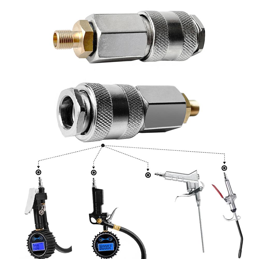 2 Stück 3-in-1 Schnellkupplung Luftkompressor Adapter Für Auto Reifenventil Anschluss Stahl Pneumatisches Werkzeug Zubehör
