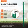 Cast Iron Sign Post 6ft Fixed U-Channel Heavy Duty Post Sign Holder Green