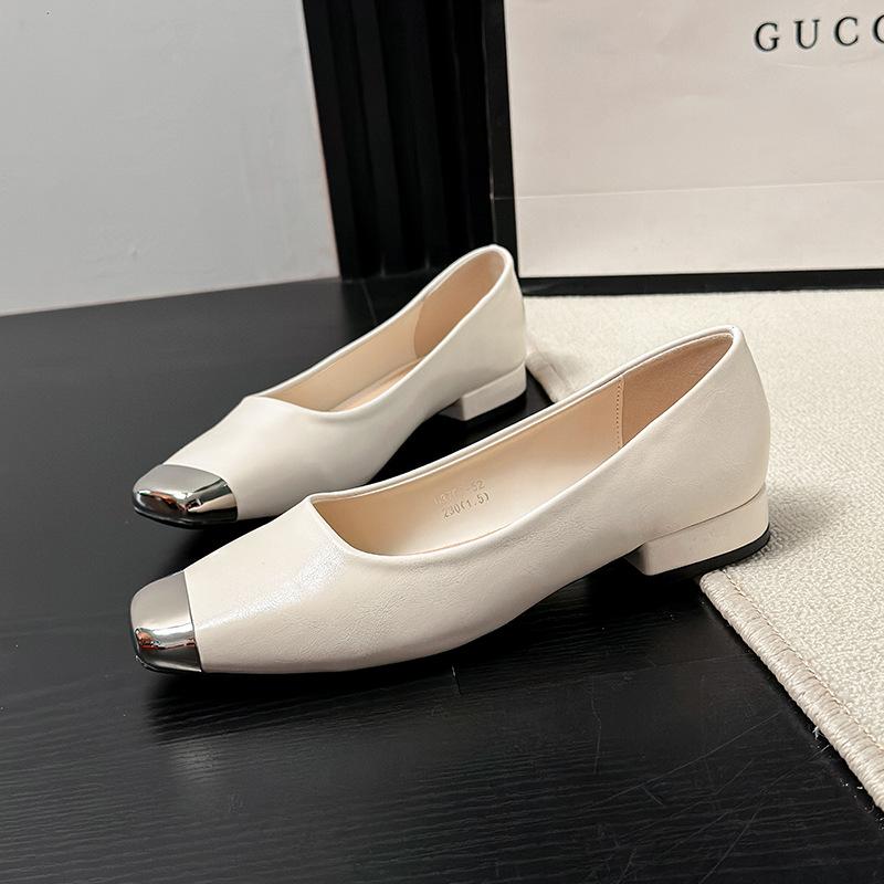 

G3760-52 temperament casual single shoes women s small square head low-heeled shoes women s single shoes light mouth fairy style gentle and versatile 40 абрикосовый