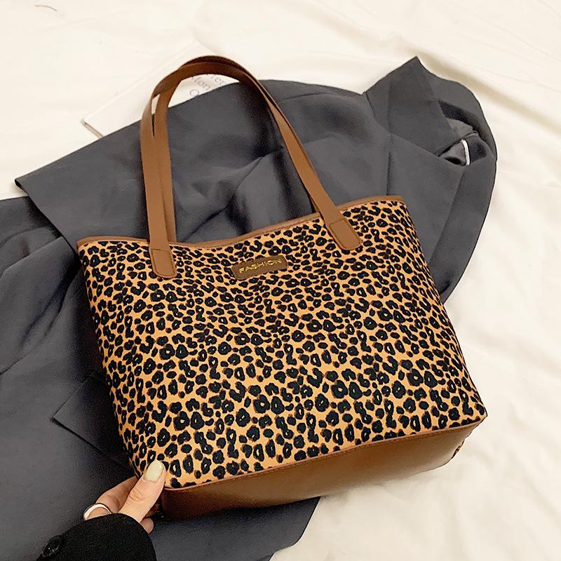 New Popular New Large Capacity Commuter Bag Leopard Print Bag Fashion Patchwork Single Shoulder Women's Tote Bag
