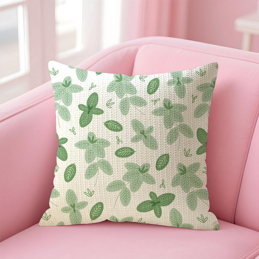 Leaves INS Cushion Cover Natural Linen Pillow Case DoubleSided Print Decorative Sofa Pillowcase Home Decor Gift