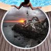 Lonely Lighthouse Printed Round Beach Towel,Polyester Sand Resistant Beach Blanket,Absorbent Quick Dry Pool Towel Picnic Mat