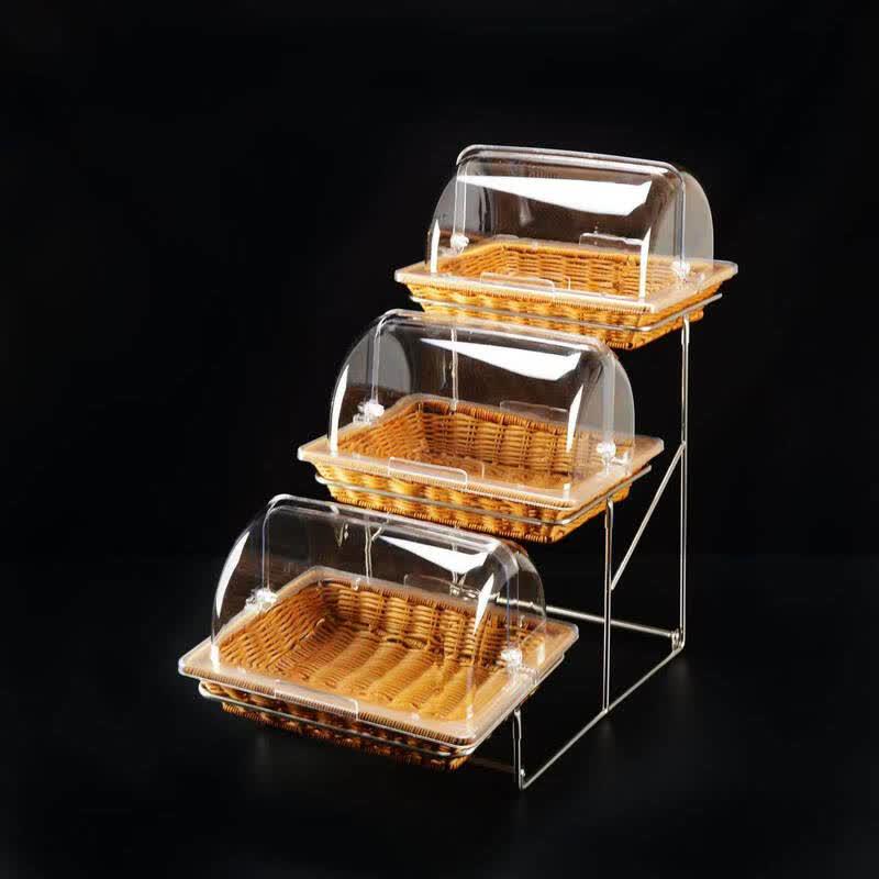 KINGO Double-Layer Rattan Style Serving Basket with Lid