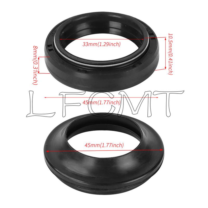 33x45x8/10.5 Front Fork Oil Seal 33 45 Dust Seal Fit for Yamaha YZF-R15 YZF-R125 2008-2014 YZ80 BW350 SDR TW 200 MAJESTY SRX250