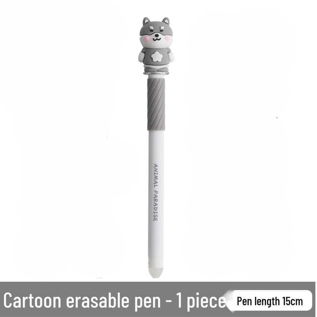 Novel Erasable Cartoon Cap Pen with Stickers: Stationery Set