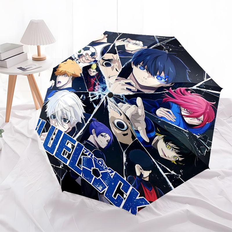 

1pc Blue Lock Anime Characters Automatic Folding Umbrella - Portable 3-Fold Design with 8-Rib Iron Frame - Outdoor for Fans, Travelers, Daily Use - Pe