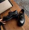 American Girl Retro Leather British Style Platform Small Leather Shoes Women's Belt Buckle One Pedal Women's Single Shoes Loafers Women's