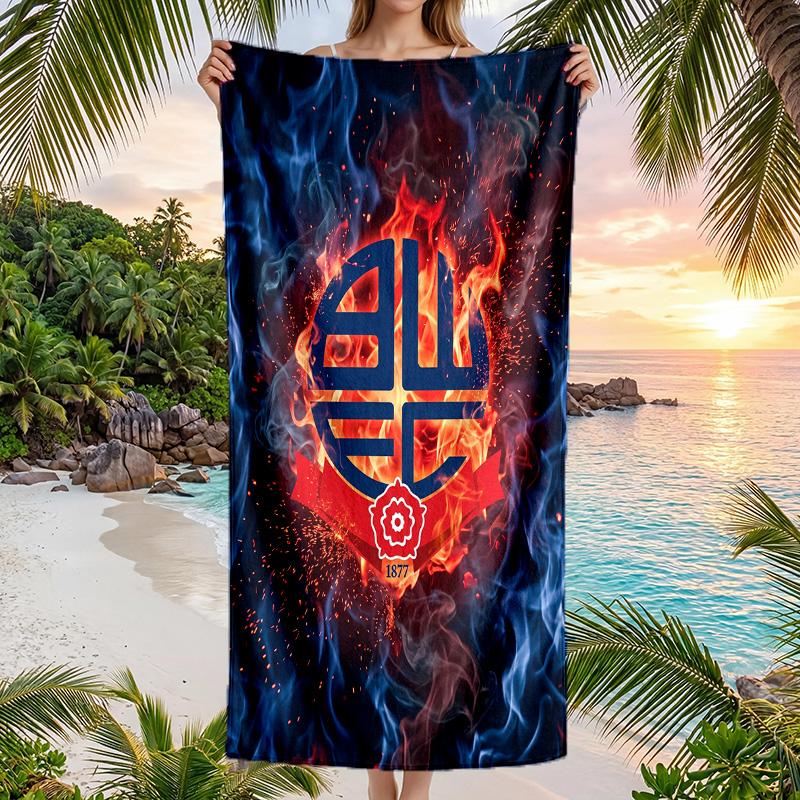 Bolton Wanderers FC Print Quick Dry Beach Towel Microfiber Absorbent Portable Travel Swimming Towel