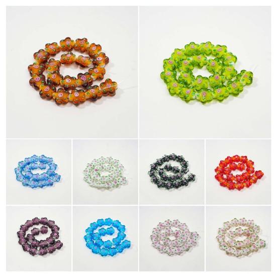 20Pcs Flower Glass Beads for DIY Jewelry Making Handcrafted Bracelets Necklaces Earrings Accessories Colorful Beads DIY Jewelry Supplies
