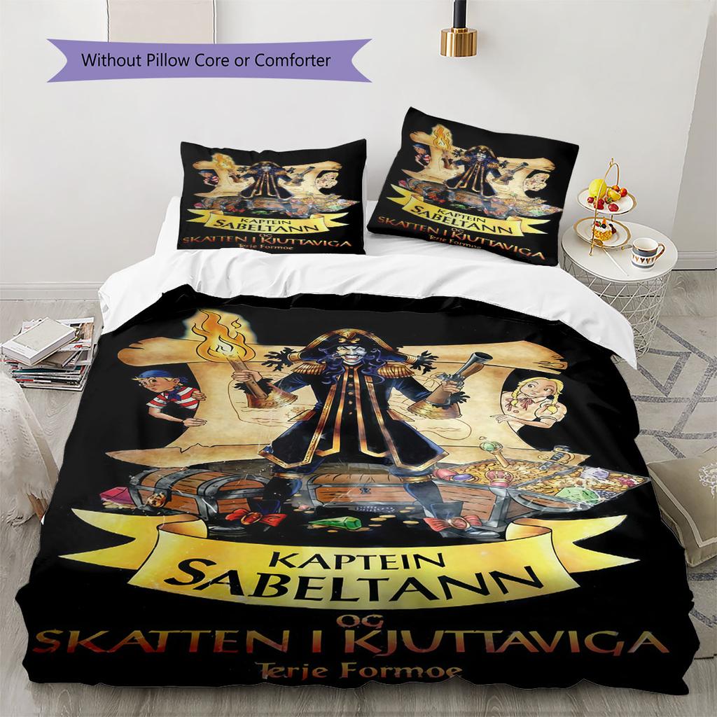 Capitán Barbanegra Juego de Ropa de Cama Colcha Funda de Colcha Funda de Almohada Decoración del Hogar Regalo de Cumpleaños (1 * funda nórdica + 2 * fundas de almohada, sin núcleo)