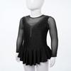 Abito da pattinaggio elegante per bambina, a maniche lunghe, con strass scintillanti, per ginnastica da ballo