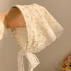 Korean Bowknot Hair Scarf Triangle Blue Neck Scarf Soft Hair Wrap Pastoral Style Hair Bandanas for Women Girls Hair Accesories