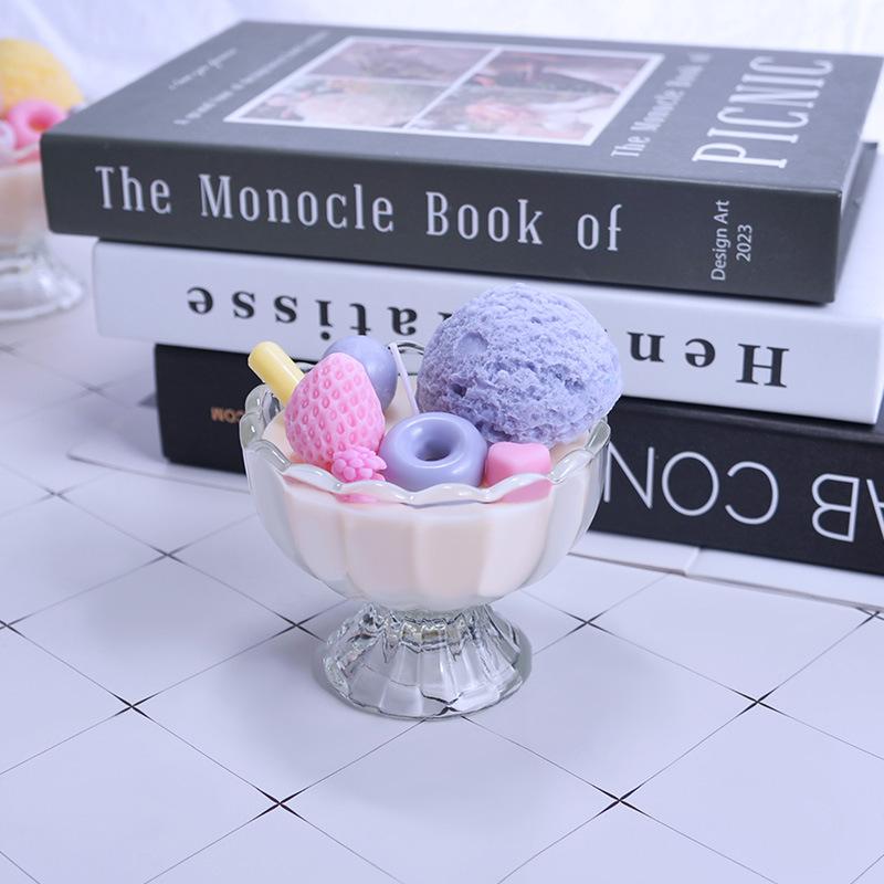

Handmade Soy Wax Ice Cream Sundae Scented Candle Ornaments Indoor Fragrance Decorations Creative Christmas Souvenirs