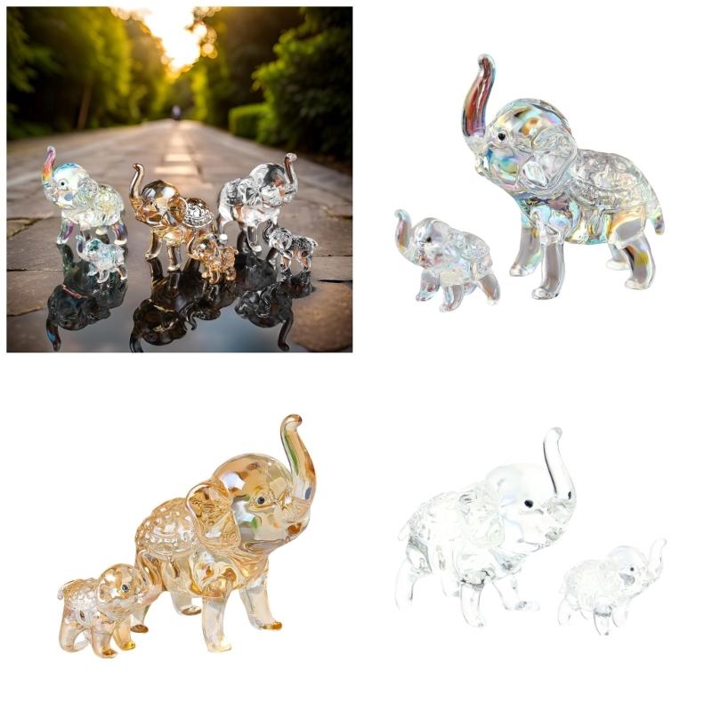 Crystal Elephants Figurine Statues Home Decoration Animal Sculptures Miniature Elephants Collectible for Home