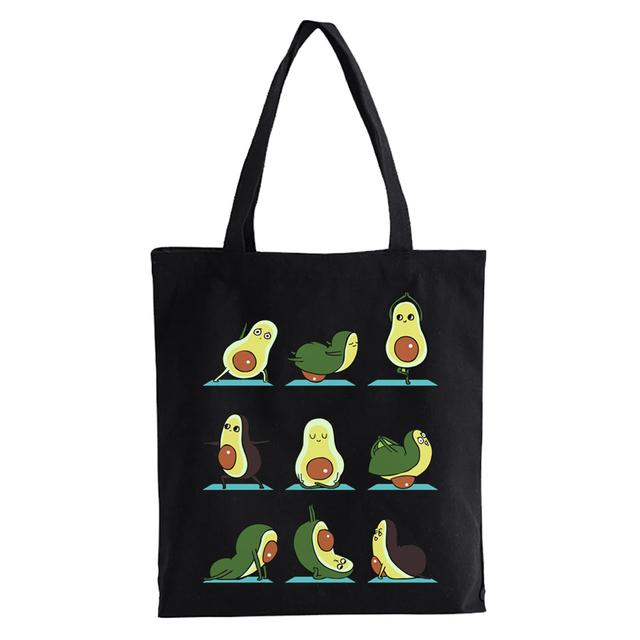 Cartoon avocado Print Canvas Shopping Tote Bag Reusable Women Shopper Bag Fashion Kawaii Female Eco Handbag