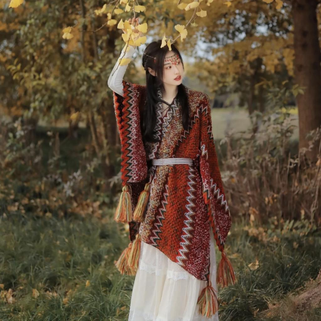 Exotischer Retro-Patchwork-Schal