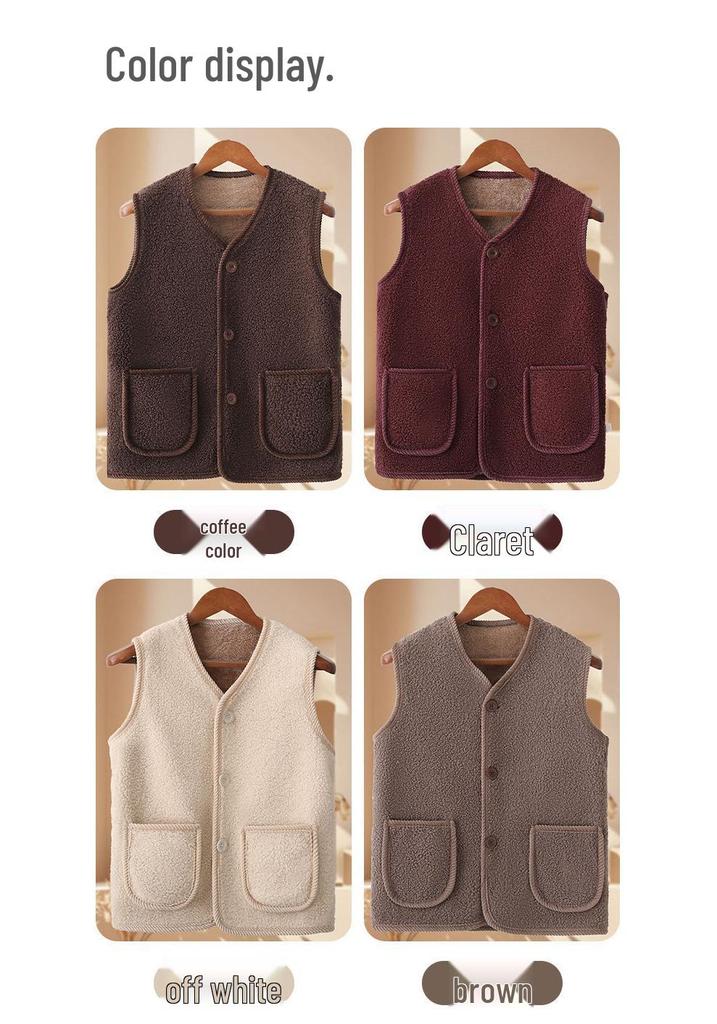 Spring & Autumn Lamb Wool Vest - New Thickened Warm Shawl for Mid-Aged Women