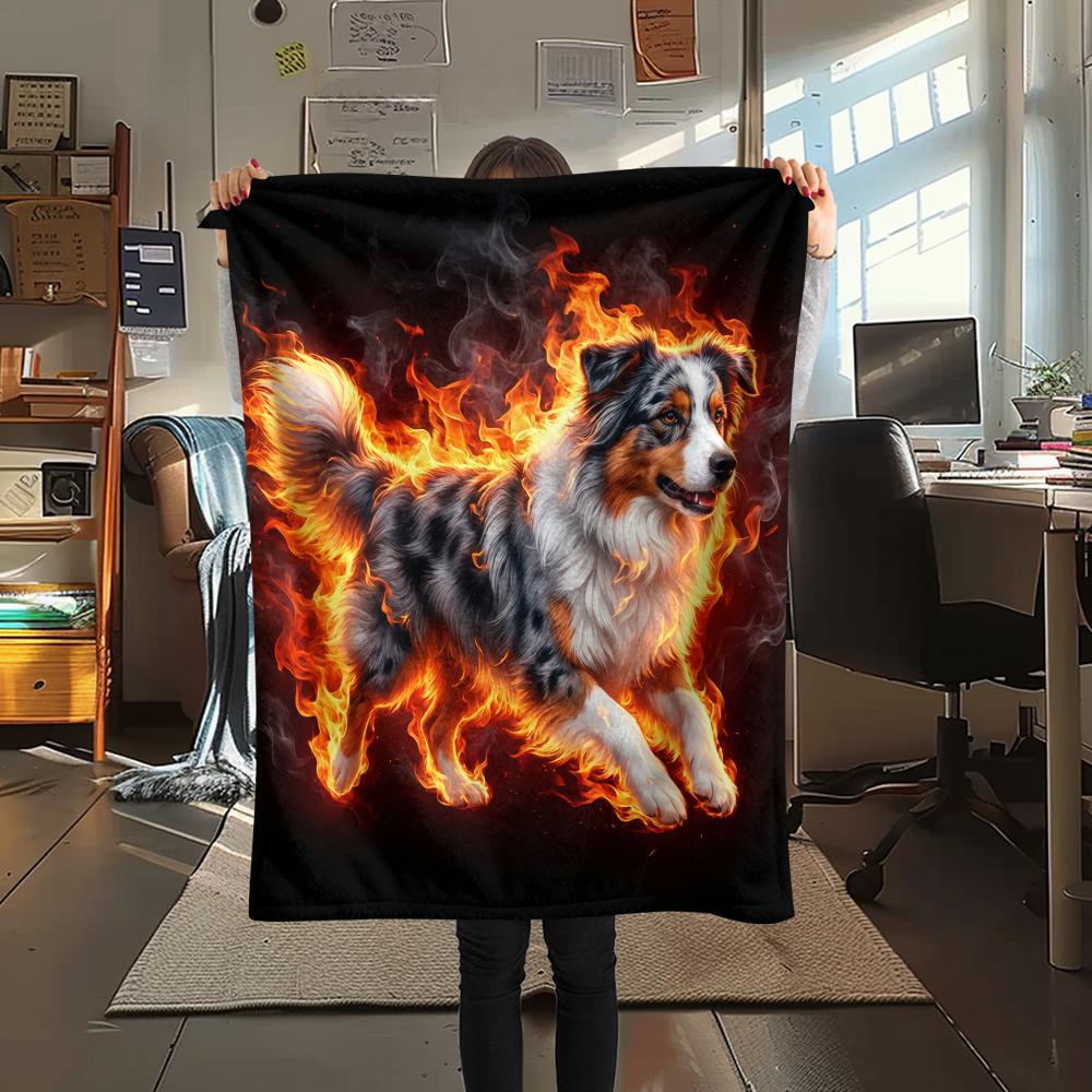 

Fire animals Print Flannel Blanket,High quality Comfortable for All Seasons,Home Decor,Warmth and Comfort,Perfect for Christmas Gifts 80cm x 120cm