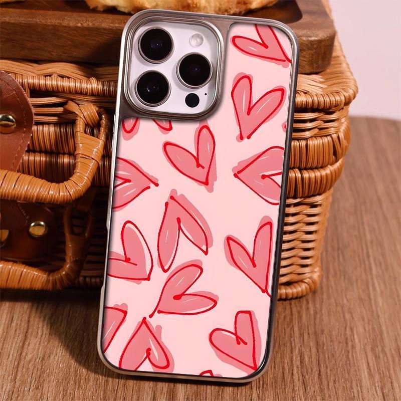 Full screen pink love applies to Apple IPhone17pro mobile phone case 15/16 matte PC13 girl 14 electroplating