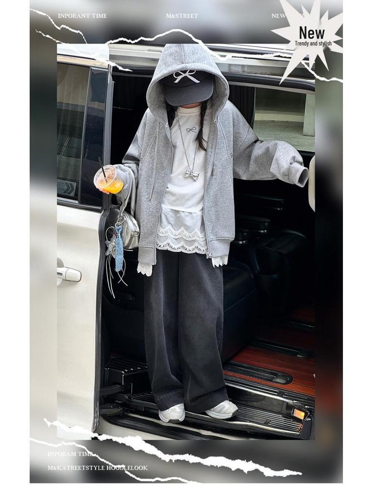2025 Spring/Autumn Girls' Sweatshirt Jacket: Trendy Korean Style for Big Girls