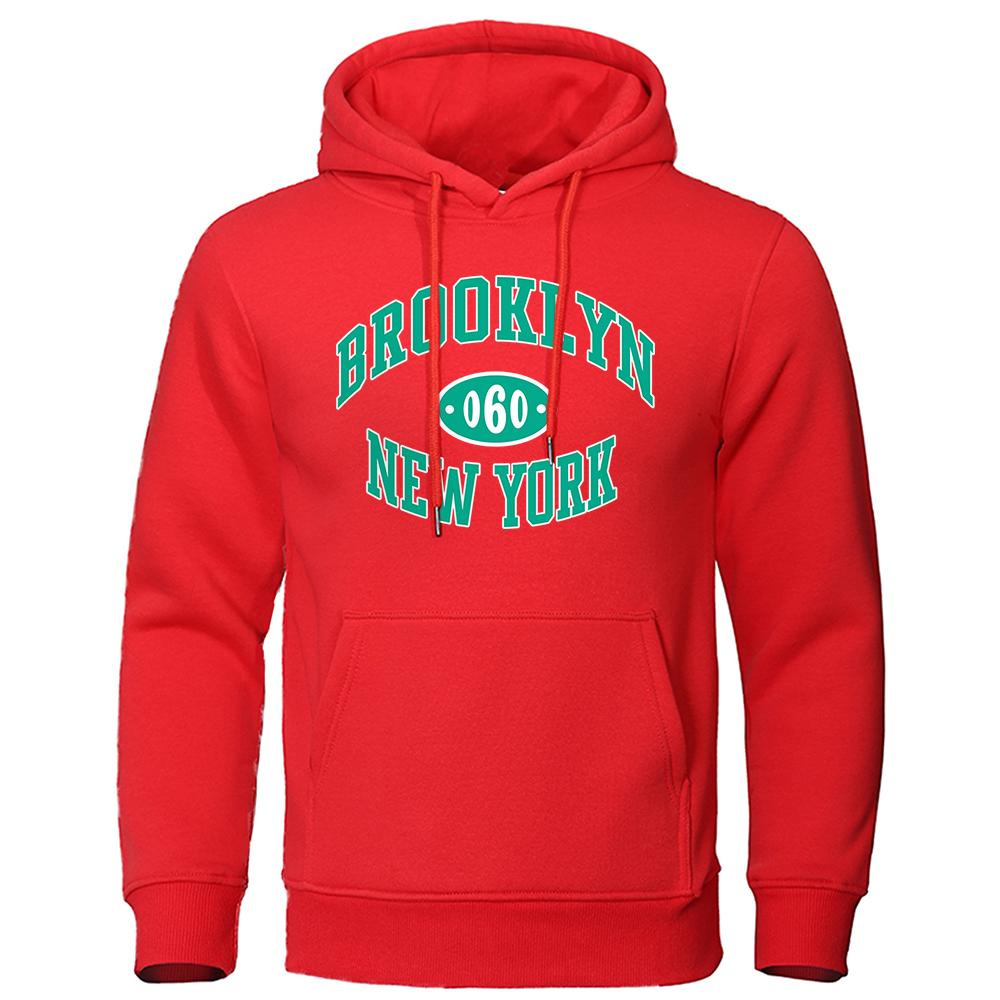 Brooklyn New York U.S.A Printing Men's Hoodie Autumn Winter Loose Clothing Warm Fleece Sweatshirts Fashion Casual Sportswear
