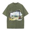 Trendy Football Anime Printed T-shirt Vintage Washed Oversized T Shirt Summer Short Sleeve Cotton Tees Tops Clothing