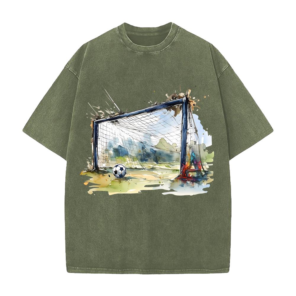 Trendy Football Anime Printed T-shirt Vintage Washed Oversized T Shirt Summer Short Sleeve Cotton Tees Tops Clothing