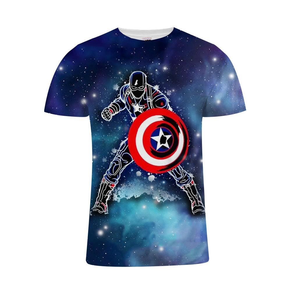 

Avengers 4 Endgame T-shirt Superhero 3d Short Sleeve Stylish Casual Tee Top #7 Starry Captain America,L